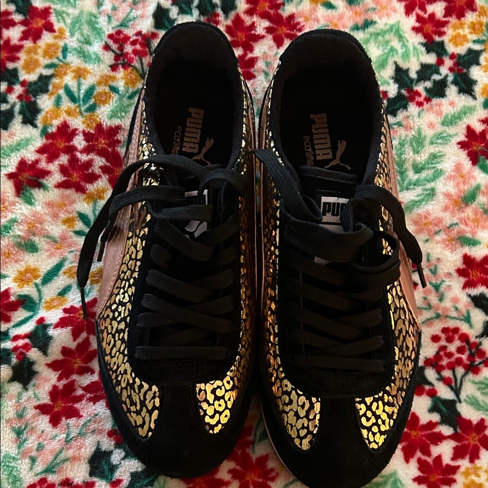 Puma Women's Black and Gold Leopard Sneakers - Picture 5 of 11